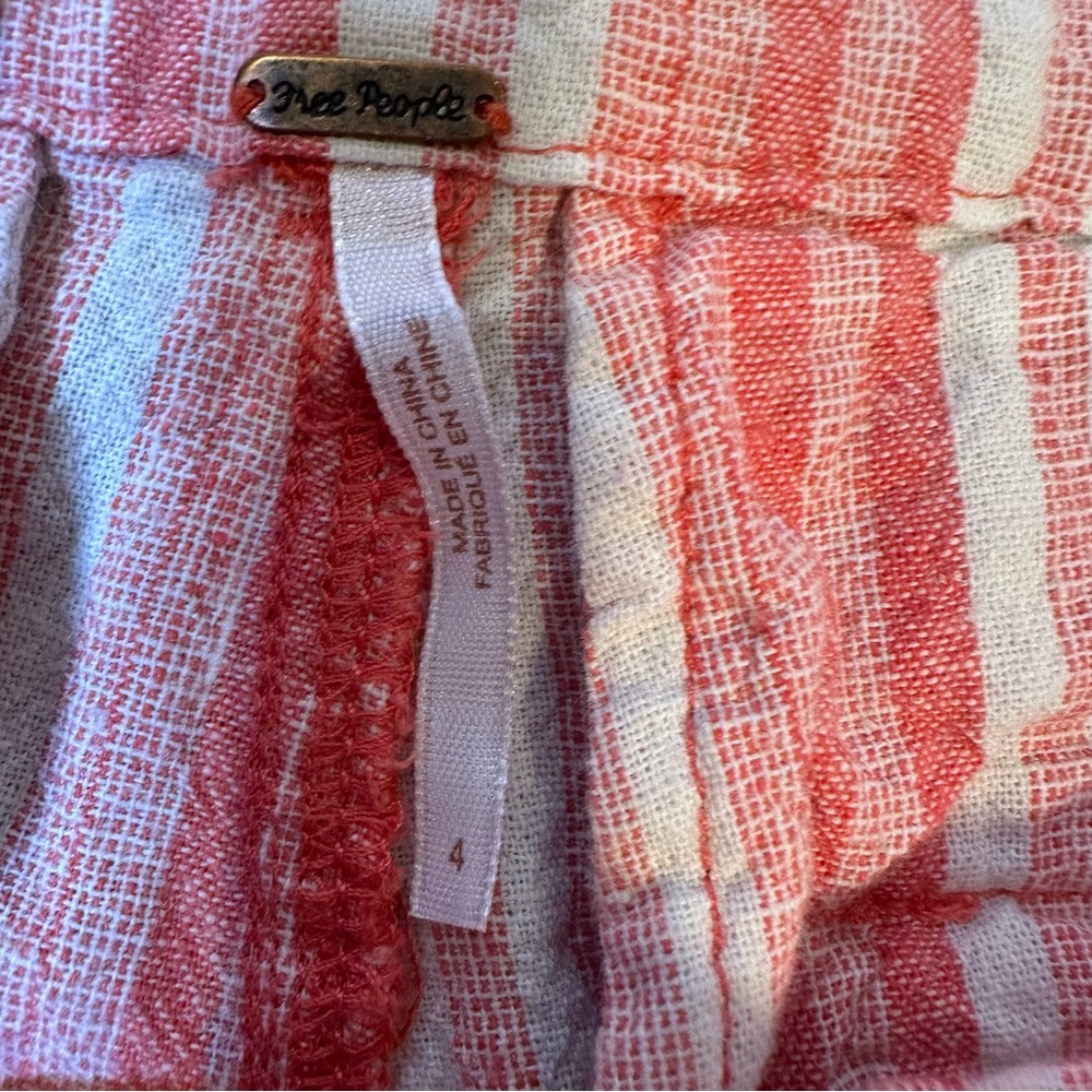 Free People Red and White Striped High Waist Shorts - Picture 3 of 5